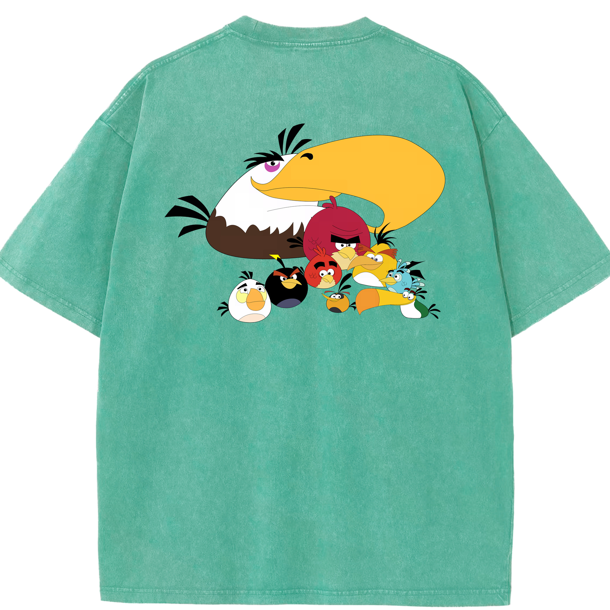 （画像用） Angry Birds アングリーバード 綿100% ヴィンテージ風 半袖Tシャツ（背面プリント）